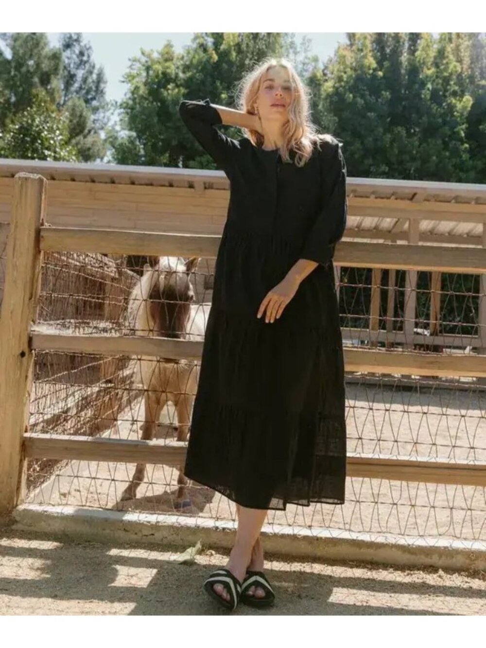 Jenni Kayne James Tiered Dress Black Size Medium NWT